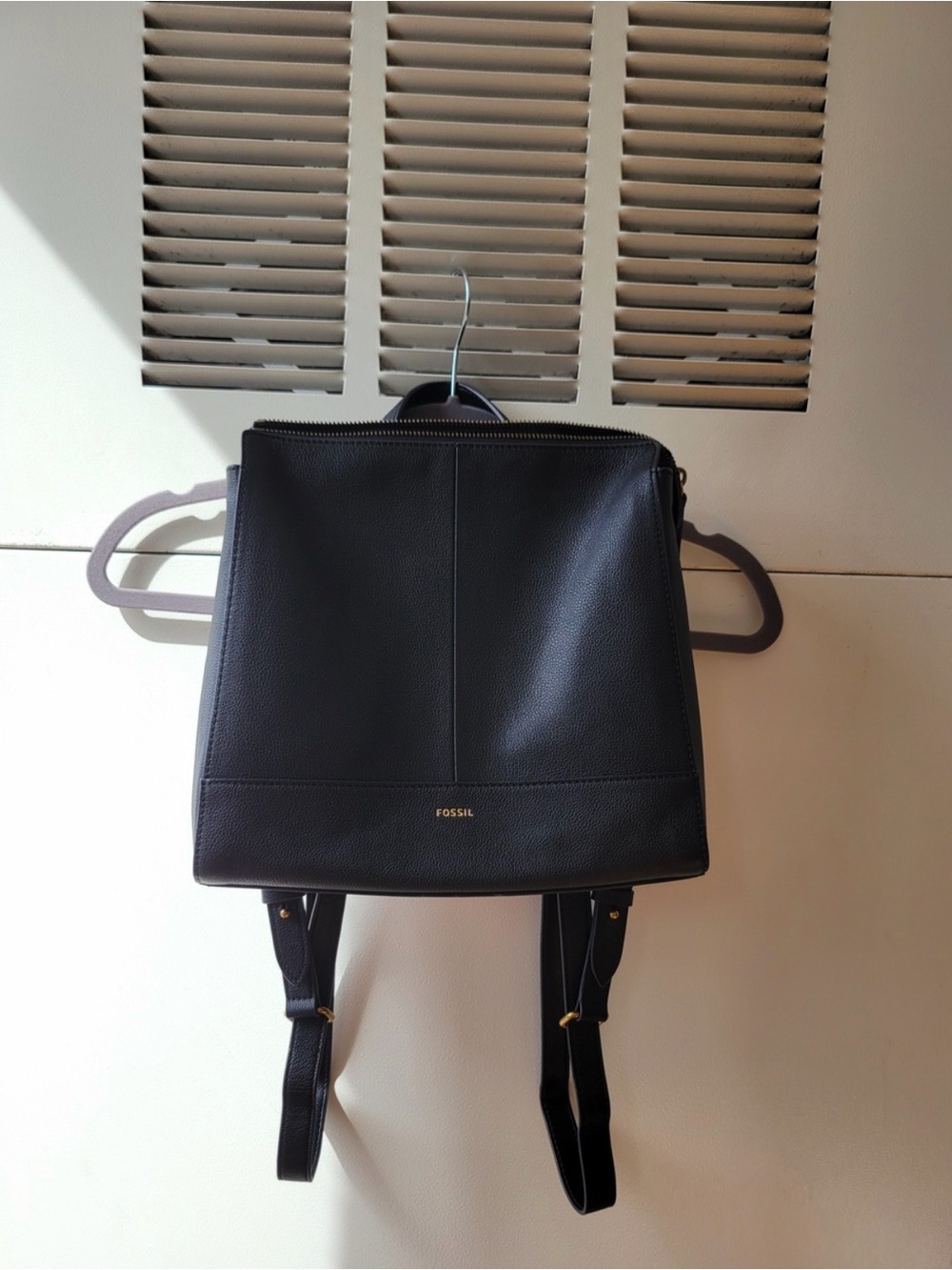 Fossil Black Leather Compact Backpack